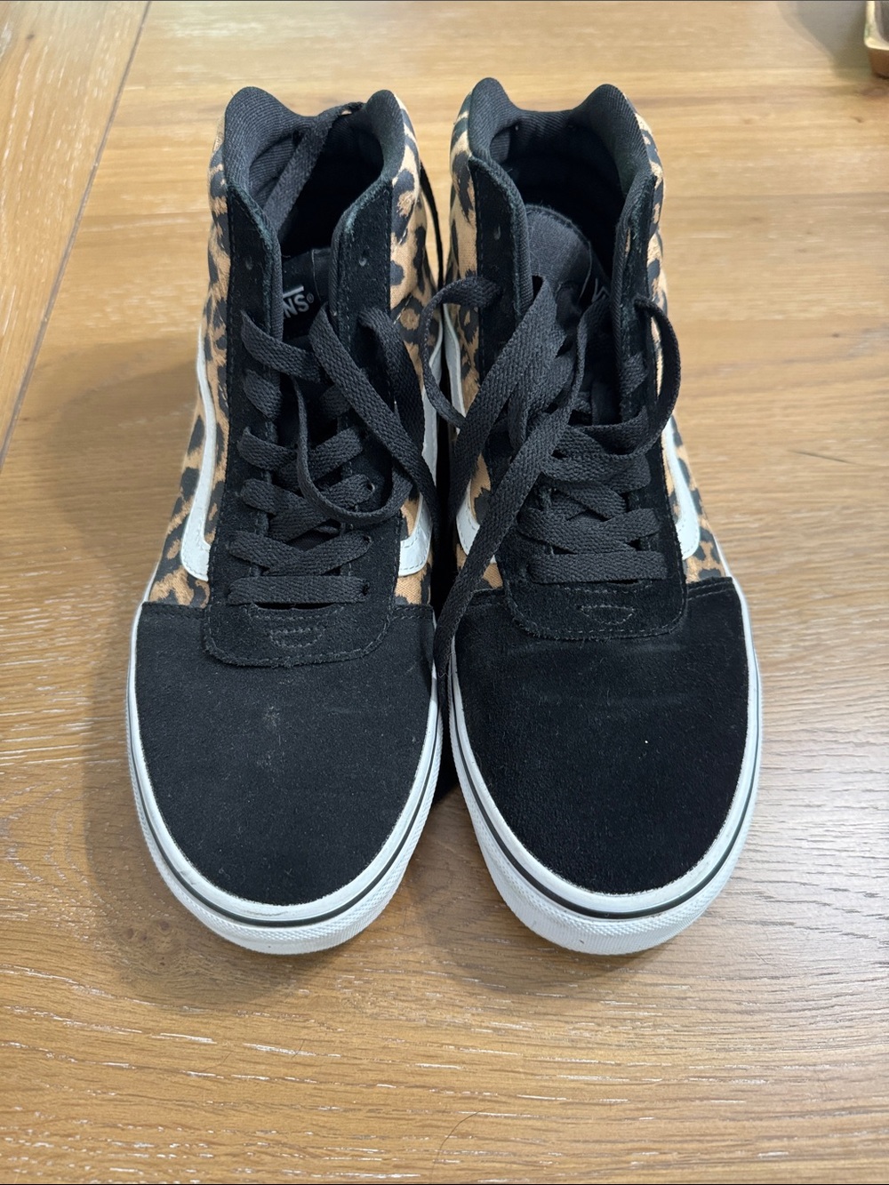 Vans High-Top Sneakers in Black and Leopard Print